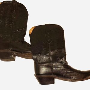 Black Leather Cowboy Boots